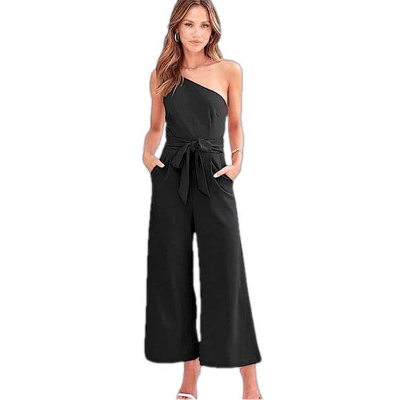 caracilia Pants - BOGO! Caracilia one shoulder black dressy jumper
